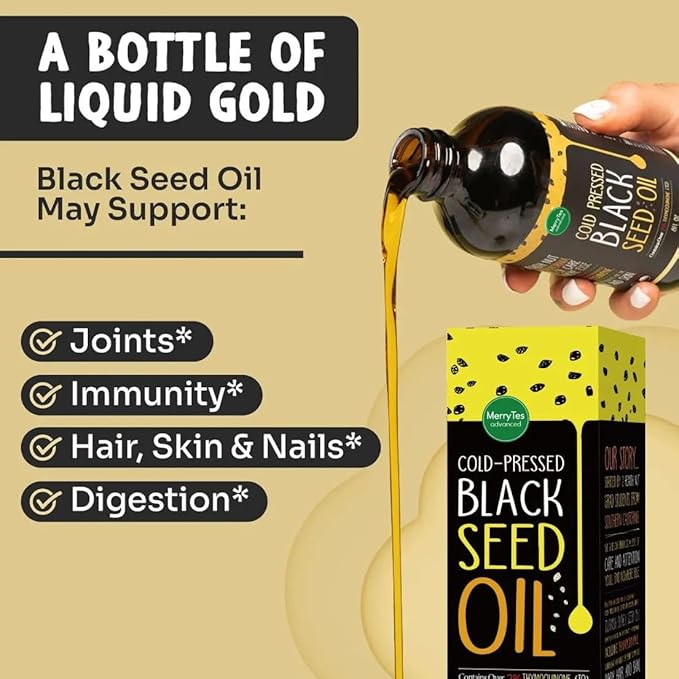 Black Seed Oil | 3 Times Thymoquinone | Cold-Pressed | Nigella Sativa - Turkish | Super Antioxidant to Support Immunity Joints Digestion Hair Skin &amp Nails | Glass Bottle | 8 oz