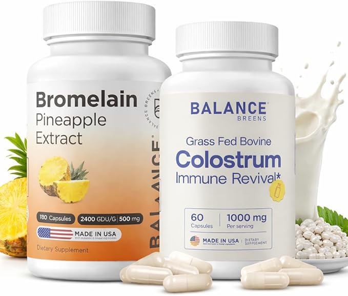 Balancebreens Bromelain Digestive Enzyme + Grass-Fed Colostrum Bundle for Gut &amp Immune Support