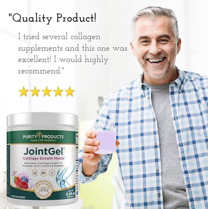 Purity Products JointGel Formula - Collagen Peptides + MSM - Supports Joint Function + Flexibility While Fortifying Joint Cartilage - Dual Action - Daily Powder - 30 Servings (30 Servings Chocolate)