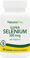 NaturesPlus Super Selenium Complex - 200 mcg 90 Vegetarian Tablets - Essential Mineral Supplement with Vitamin E - Promotes Healthy Thyroid - Antioxidant - Gluten-Free - 90 Servings