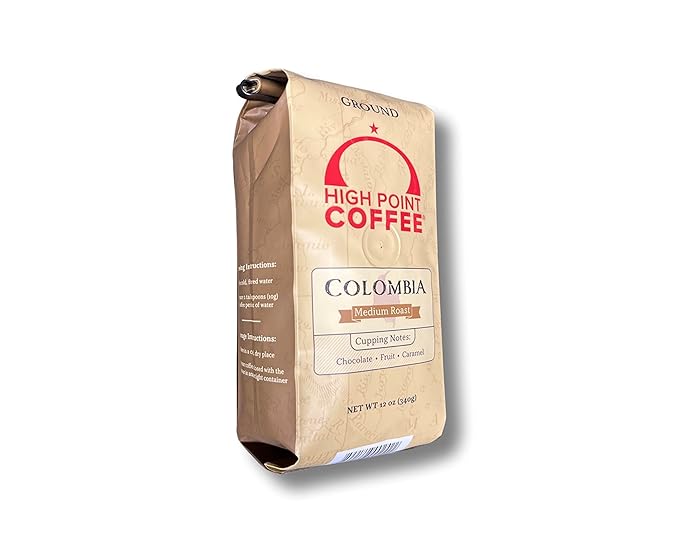 High Point Coffee Medium Roast Ground Coffee - Colombia 48 Ounces (Four Bags of 12 Ounces)