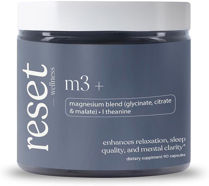 M3+ | Magnesium Supplement with Citrate Glycinate Malate + L-Theanine &amp Vitamin B6 | Sleep Relaxation &amp Focus Support | 90 Capsules