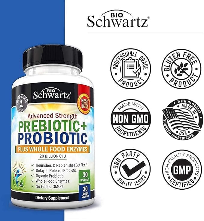 Turmeric Curcumin with Black Pepper Extract 1500mg Complex (1 Month Supply) Plus Advanced Strength Pre and Probiotics Supplement with Digestive Enzymes (1 Month Supply)
