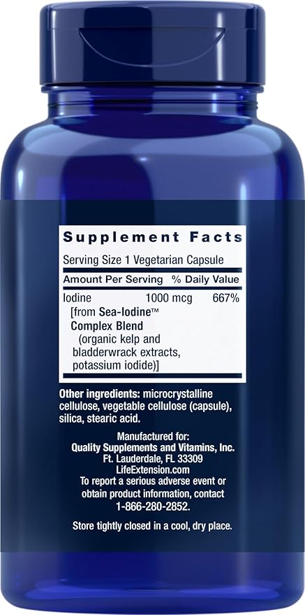 Life Extension Sea Iodine 1000 mcg 150 Veg Caps (Pack of 2) - Natural Iodine Supplement from Kelp and Bladderwack