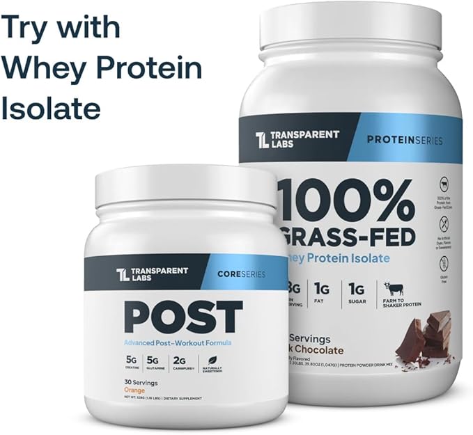 Transparent Labs Post - Post-Workout Recovery Muscle Builder with L-Glutamine Beta-Alanine and BetaPure Betaine Anhydrous for Muscle Recovery and Muscle Building - 30 Servings Strawberry Lemonade