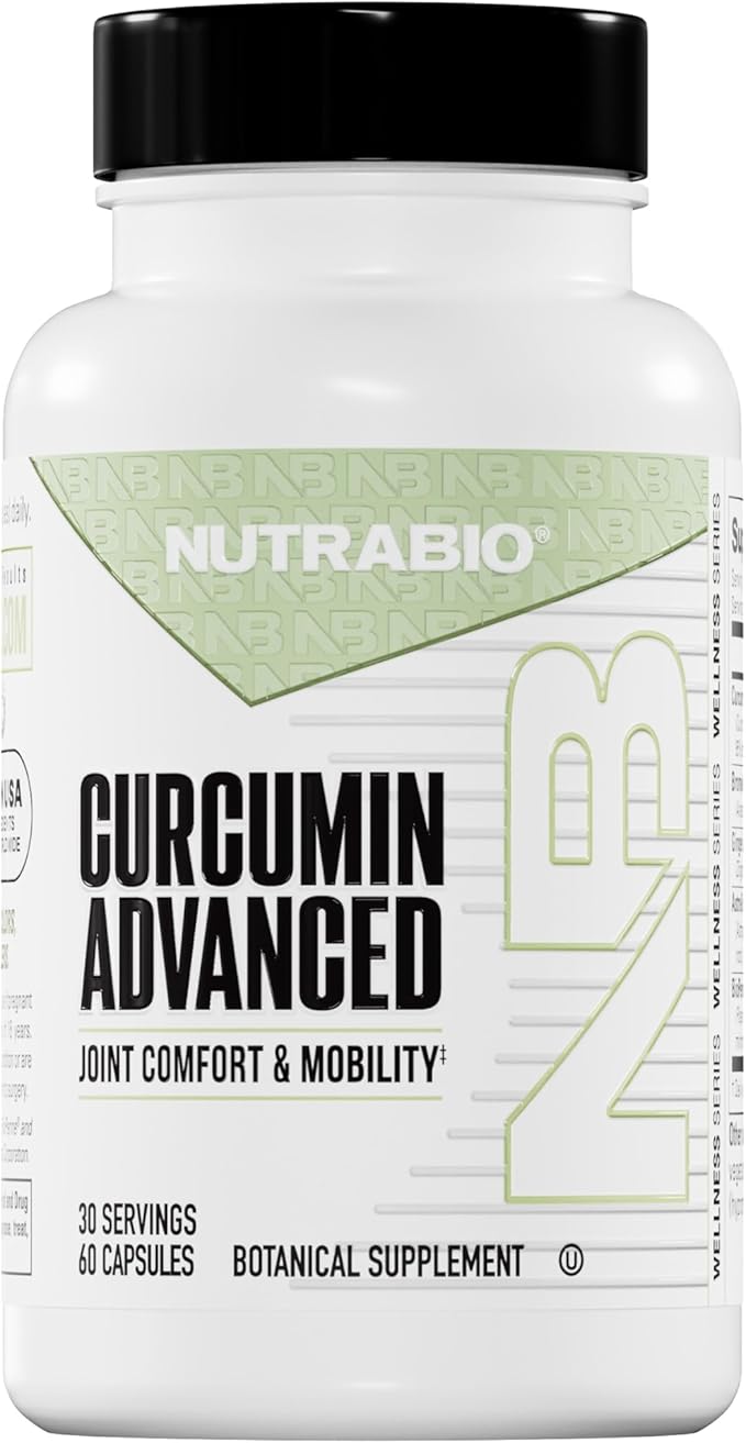 NutraBio Curcumin Advanced Digestion &amp Joint Support Complex with Bromelain and Ginger Root Extract 60 Vegetable Capsules