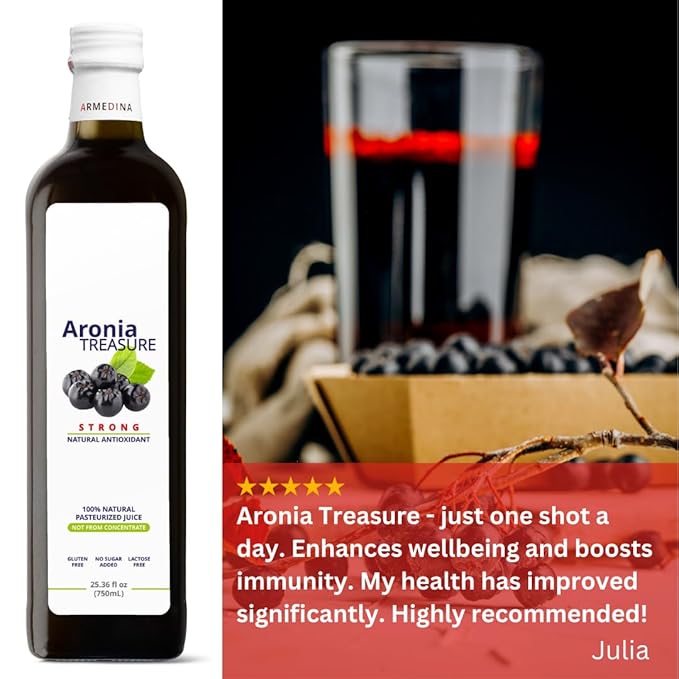 [2 x Aronia Treasure] 100% Aronia (Chokeberry) Berry Juice : 1 month supply 1 shot per a day