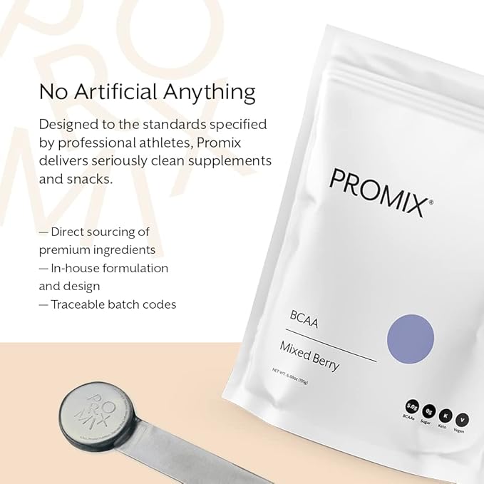 Promix BCAA Post-Workout Energy Powder - 5g Micronized BCAAs Sugar Free Plant Based Vegan Keto - Mixed Berry - 30 Servings (Pack of 1)