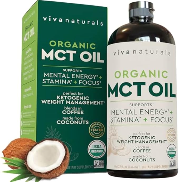 Viva Naturals Organic MCT Oil for Keto Coffee (32 fl oz) - Best MCT Oil Supplement &amp Life Extension Neuro-mag Magnesium L-threonate Magnesium L-threonate Brain Health Memory