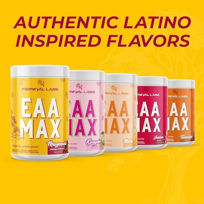 Primeval Labs EAA Max Energy | Pre or Post Workout Muscle Recovery | BCAAs EAAs Electrolytes | Supports Hydration &amp Performance | Keto Friendly | 30 Servings (Mangonada)