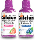 Bluebonnet Nutrition Liquid Calcium Citrate Magnesium Citrate Vitamin D3- Bundle of Blueberry Flavor and Strawberry Flavor 2 Bottle of 16 Fl Oz Each (32 Fl Oz Total)