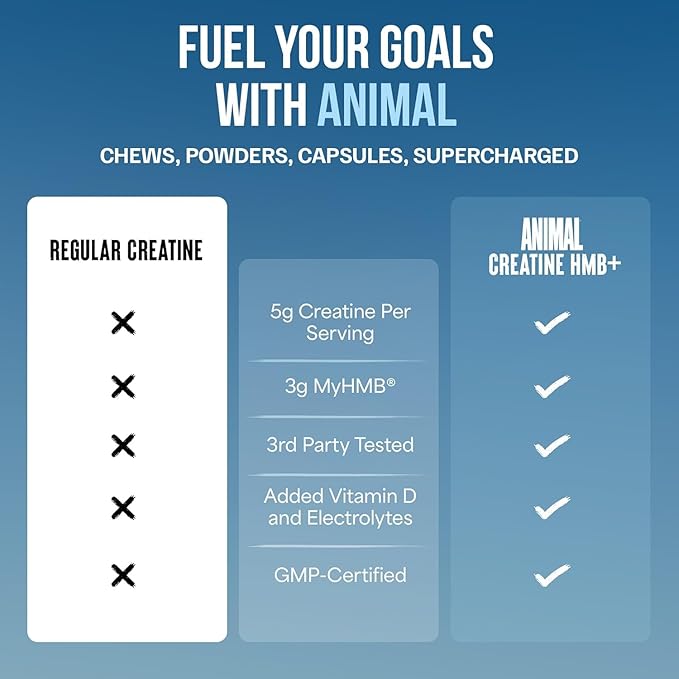 Animal Creatine HMB Powder – 3g myHMB + 5g Creatine with Electrolytes for Recovery &amp Daily Energy – Unflavored 30 Servings