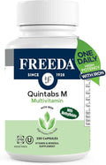 FREEDA Multivitamin One Daily – Quintabs-M with Iron – Kosher Multi Vitamins Supplements for Women Health - Multivitamins for Women &amp Iron-Deficient Men Adult Vitamins Multivitamin (250)