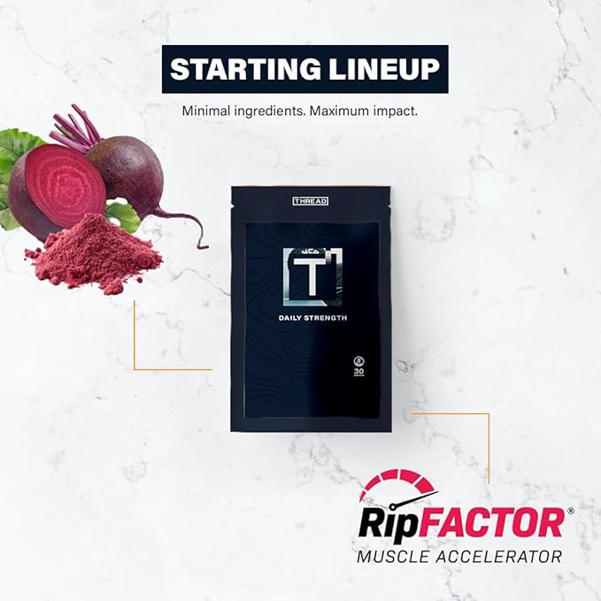 THREAD Performance Daily Strength | Strength &amp Recovery Capsules for Young Athletes | RipFACTOR® Herbal Blend | 30 Servings