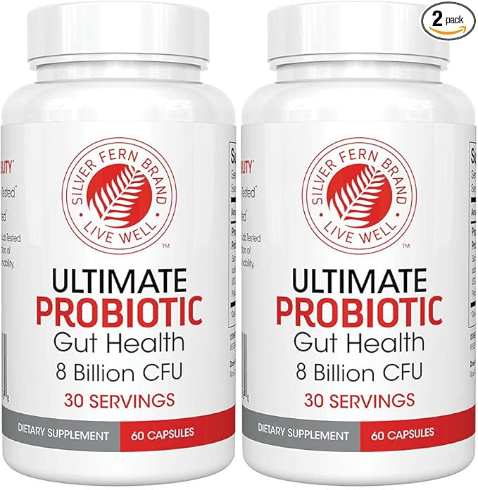 Silver Fern Ultimate Probiotic 2-Pack – Probiotics for Women &amp Men – 8 Billion CFU Spore-Forming Gut Health Supplement – DNA Verified Vegan Probiotic Shelf-Stable High Survivability – 120 Capsu