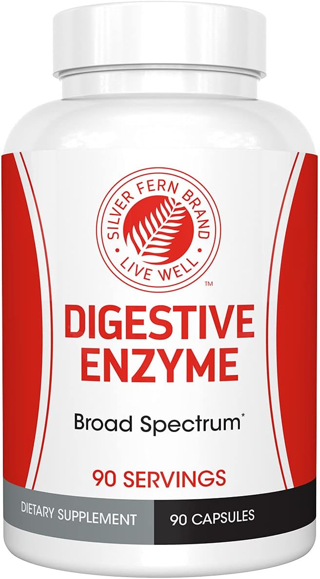 Silver Fern Brand Ultimate Digestive Enzyme Supplement - 1 Bottle = 90 Capsules - High Potency Multi Enzyme - Digestive Comfort &amp Food Tolerance - Hemicullulase Peptidase Maltase More