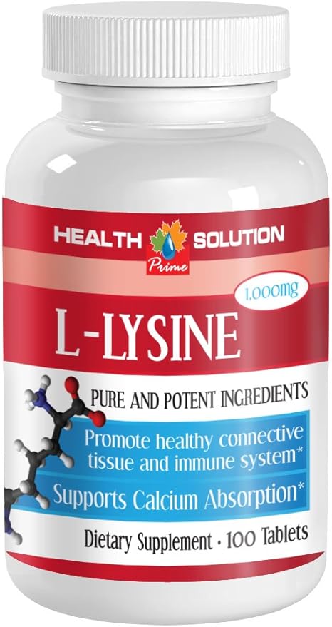 Improves Calcium Absorption Naturally - L-LYSINE Pure and Potent INGREDIANES Immune System Booster Supports Calcium Absorption - Vitamin c lysine Collagen 1B (100 Tablets)