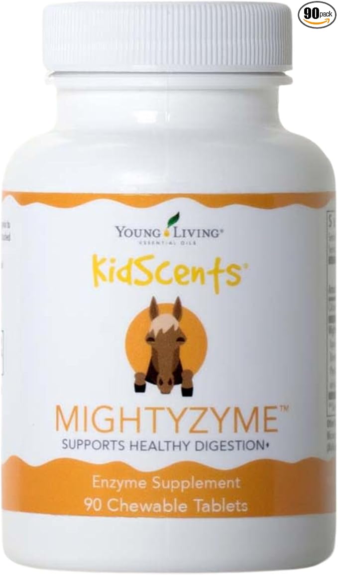Young Living KidScents MightyZyme Chewable Tablets - 90 ct - Children's Digestive Enzyme Supplement - Natural Digestion Support for Kids - Kid-Friendly Products