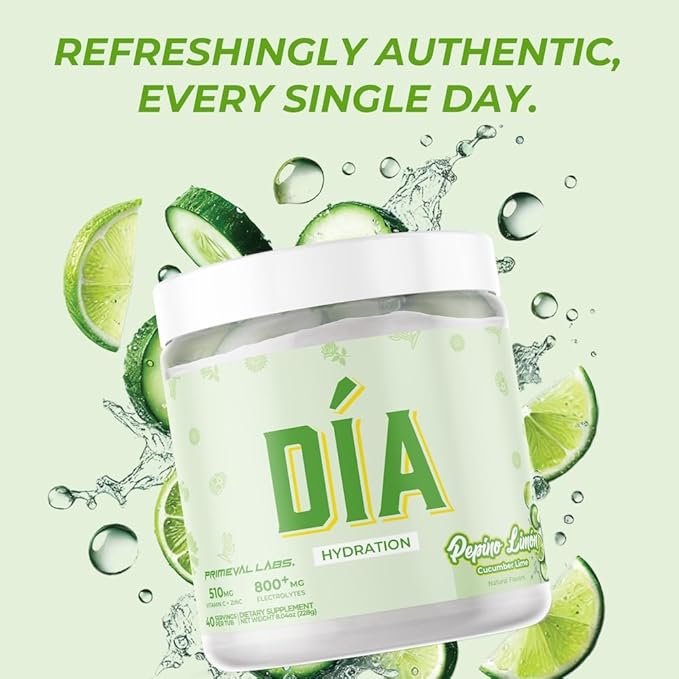 DIA Hydration Electrolyte + Immunity Powdered Drink Mix | Latino Aguas Frescas Flavors | Vitamin C Zinc &amp Taurine |Low Sugar 1 gram per serving |Daily Hydration Drink Mix | 40 Servings | Pepino Li