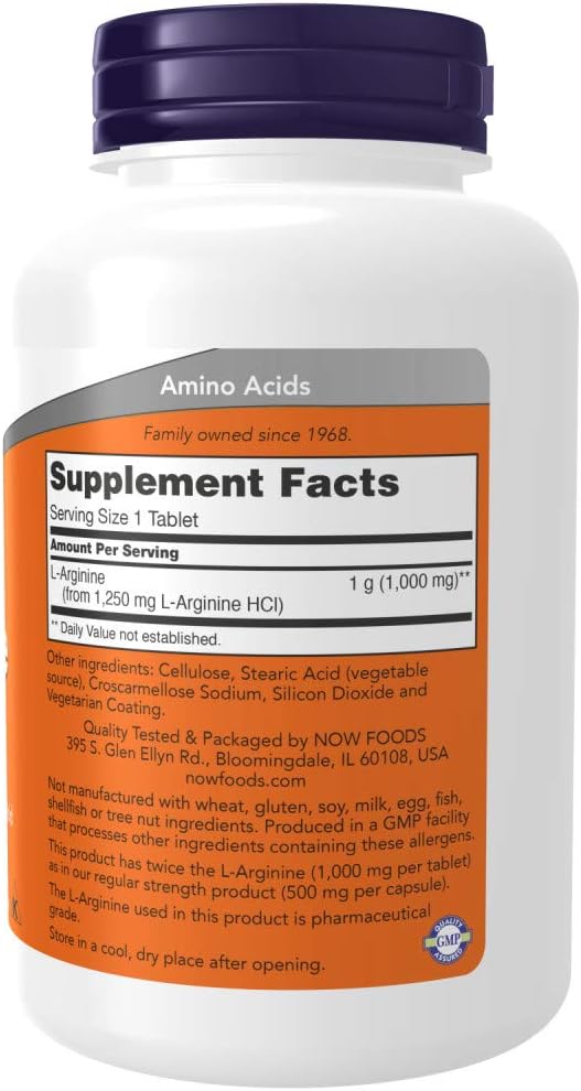 NOW Foods L-Arginine 1000 mg 120 Tablet (2 Pack)