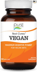 Real-Zymes™ VEGAN Digestive Enzymes Supplement with Probiotics for Better Digestion - Natural Support for Relief of Bloating Gas Belching Diarrhea Constipation IBS etc. - 90 Caps