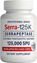 Serra-125K Serrapeptase – High Potency 125000 SPU Per Capsule (250000 SPU Per 2 Capsules) | Delayed Release | 90 Capsules | Non-GMO | Vegan Enzyme Supplement | Professional Quality