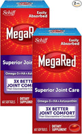 MegaRed 353mg Omega-3 Krill Oil Joint Care Supplement with EPA/DHA Fatty Acids Antioxidants Hyaluronic Acid No Fishy Burp Aftertaste as with Fish Oil 60 Count Softgels (2 Pack)