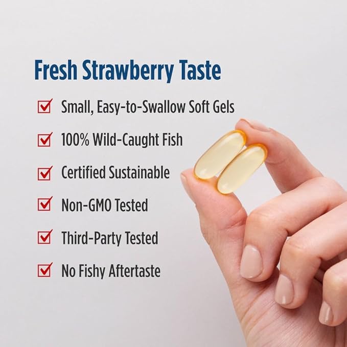 Nordic Naturals DHA Strawberry - 90 Soft Gels - 830 mg Omega-3 - High-Intensity DHA Formula for Brain &amp Nervous System Support - Non-GMO - 45 Servings