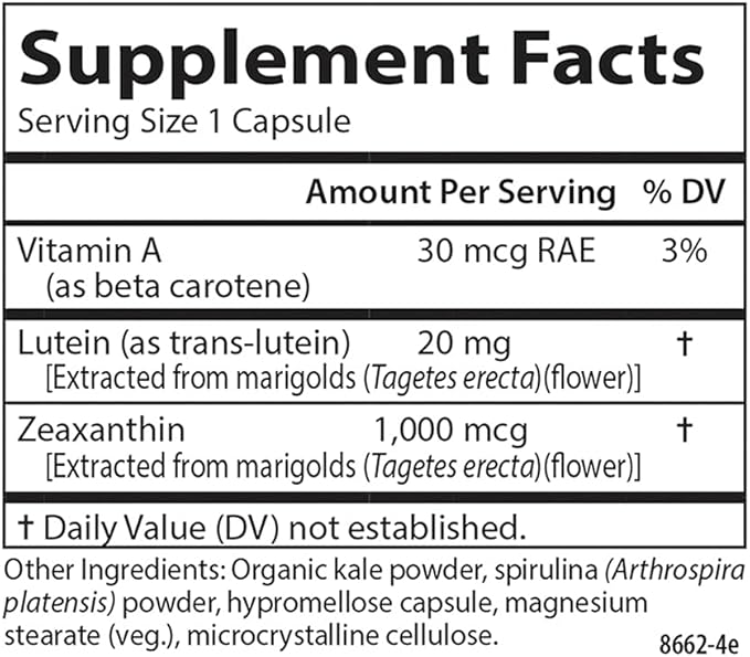 Carlson - Lutein &amp Greens 20 mg Vision Support &amp Eye Function Antioxidant 180 Vegetarian Capsules
