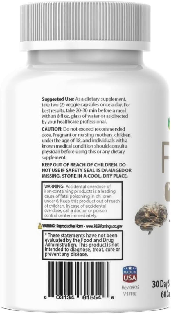 Focuset Nootropics Brain and Focus Formula. 90 Capsules Dimethylaminoethanol (DMAE Bitartrate) L-Glutamine L-Tyrosine GABA Bacopa and More White