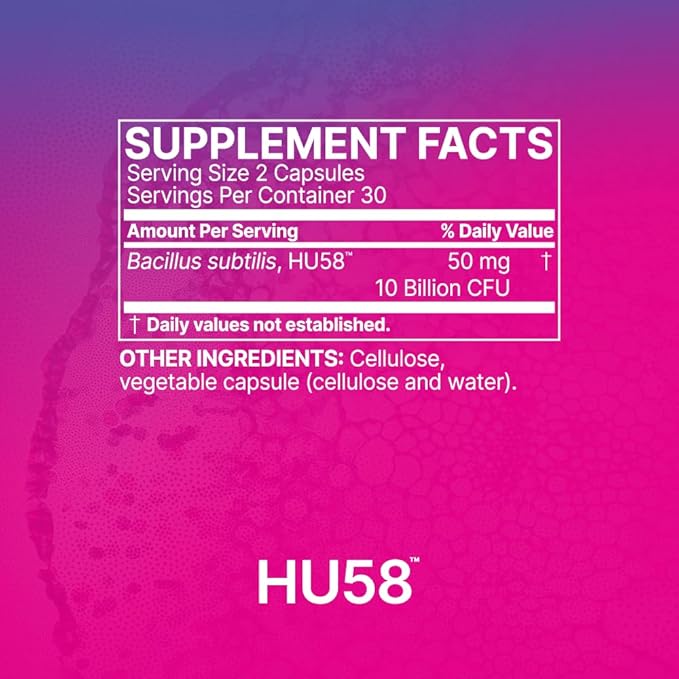 Microbiome Labs HU58 Bacillus Subtilis Probiotics for Women and Men - High Potency Spore Probiotic for Digestive Health &amp Immune Support - Daily Capsules with 10 Billion CFU (60 Capsules)