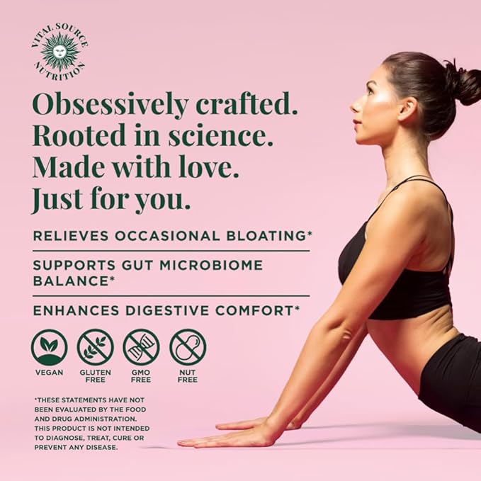 Vital Source Nutrition - AiRi - Debloat Support Capsules - Natural Digestive Blend with Enzymes &amp Herbal Extracts - Supports Gut Balance &amp Digestive Comfort - Supplements for Women - 30 Servin