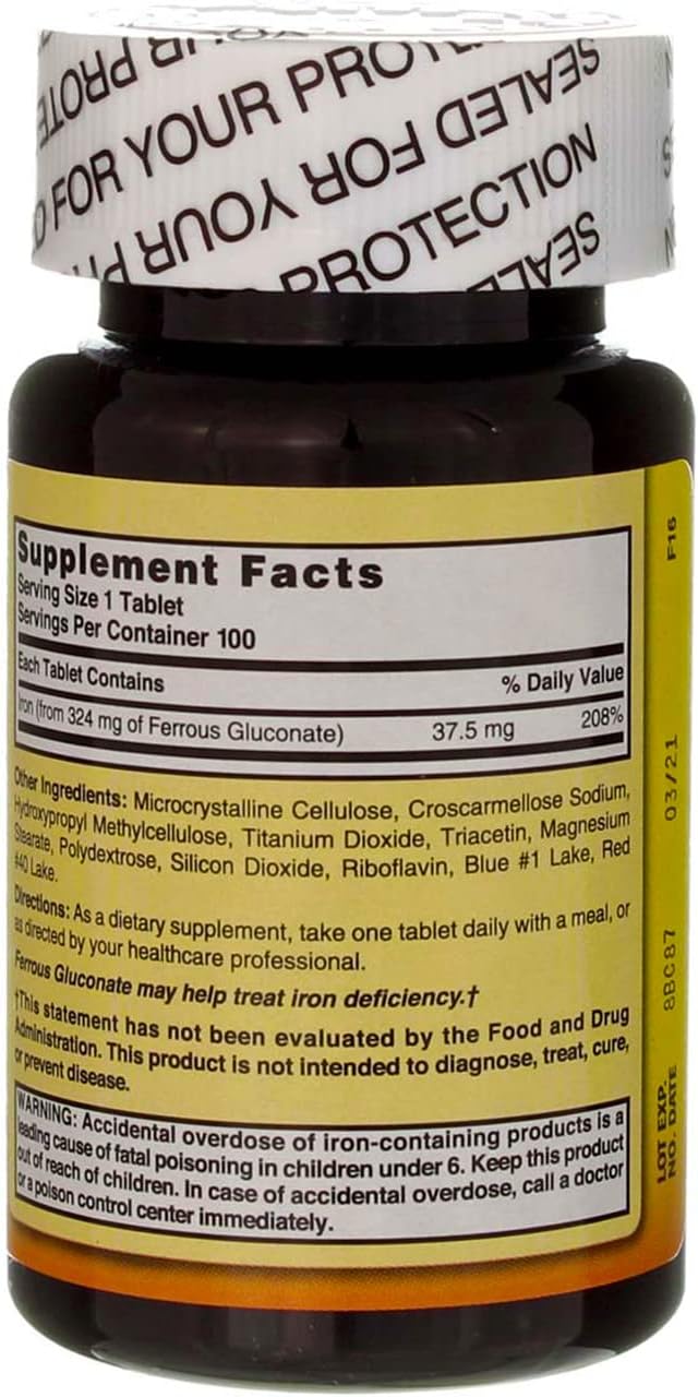 Nature`s Blend Ferrous Gluconate Tablets 325 mg 100 Count Per Bottle (5 Bottles)