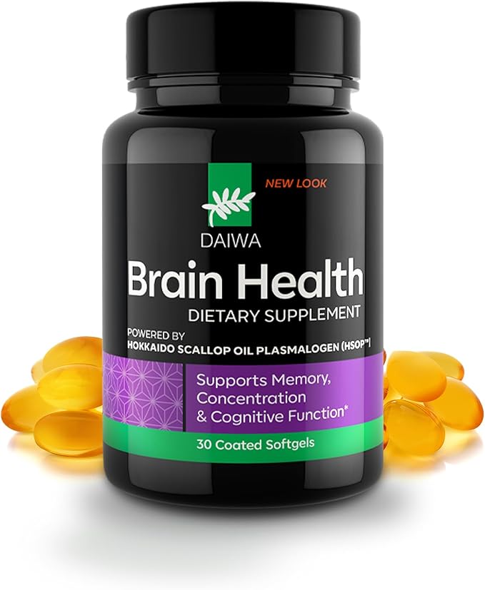 DAIWA Advanced Omega-3 Brain Supplement - Phospholipid Omega Formula with Hokkaido Scallop Oil Plasmalogen for Memory Focus and Cognitive Wellness - 30 Softgels