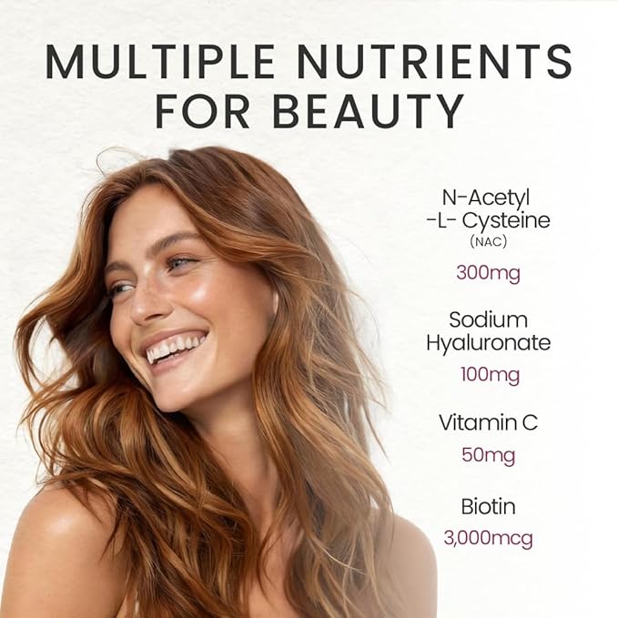 Women's Skin &amp Beauty Complex Skin Brightening Hair Skin &amp Nails Health Cellular Health Antioxidant Support Vegan Non-GMO Made in USA 90 Servings