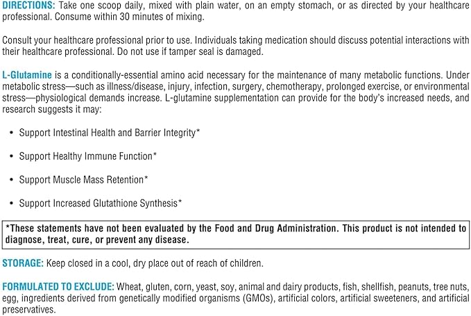XYMOGEN L-Glutamine Powder Supplement - Promotes Cellular Immune System + Gut Health - Supports Muscle Mass Retention 4000mg L-Glutamine Per Serving (12 oz / 85 Servings)