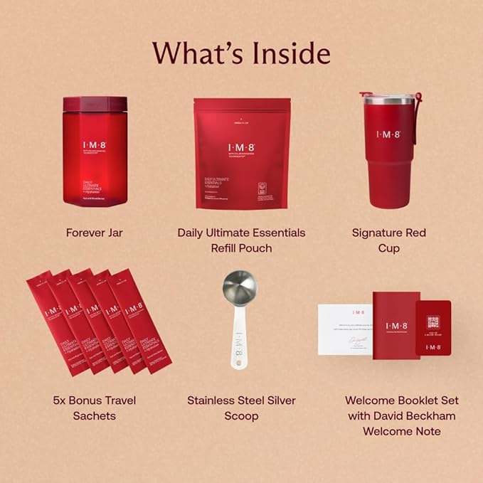 IM8 Daily Ultimate Essentials All-in-One Multivitamin Supplement (30 Servings Starter Kit - Scoop + Tumbler Included)