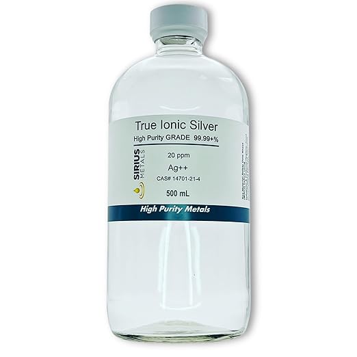 True Free Ionic Silver - 20 ppm: 500mL in Clear Glass Bottle