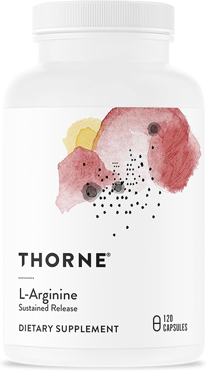 THORNE - L-Arginine - Sustained-Release - Supports Heart Health Nitric Oxide Production Exercise Capacity &amp Optimal Blood Flow* - Third-Party Certified - Gluten Dairy &amp Soy-Free - 120 Capsu