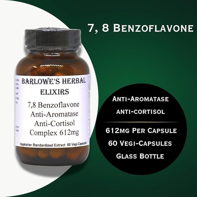 78 Benzoflavone | 612mg Per Capsule | 60 Veggie Capsules | Anti Aromatase Anti Cortisol | Hormonal Balance Cognitive Function &amp Heart Health Support | Glass Bottle | Stearate-Free