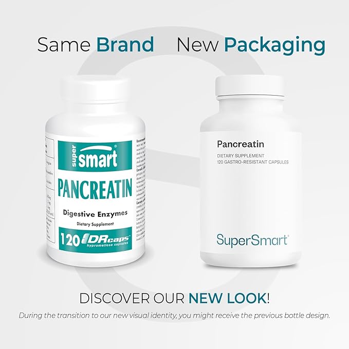 Supersmart - Pancreatin 10X 4000 per Day (Extra Strength) - Digestive Enzymes Supplement - with Protease Lipase Amylase Trypsin - Healthy Digestion Support | Non-GMO &amp Gluten Free - 120 DR Caps