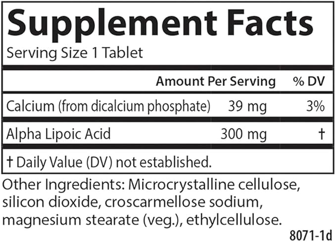 Carlson - Alpha Lipoic Acid 300 mg Promotes Energy Production 90 Tablets