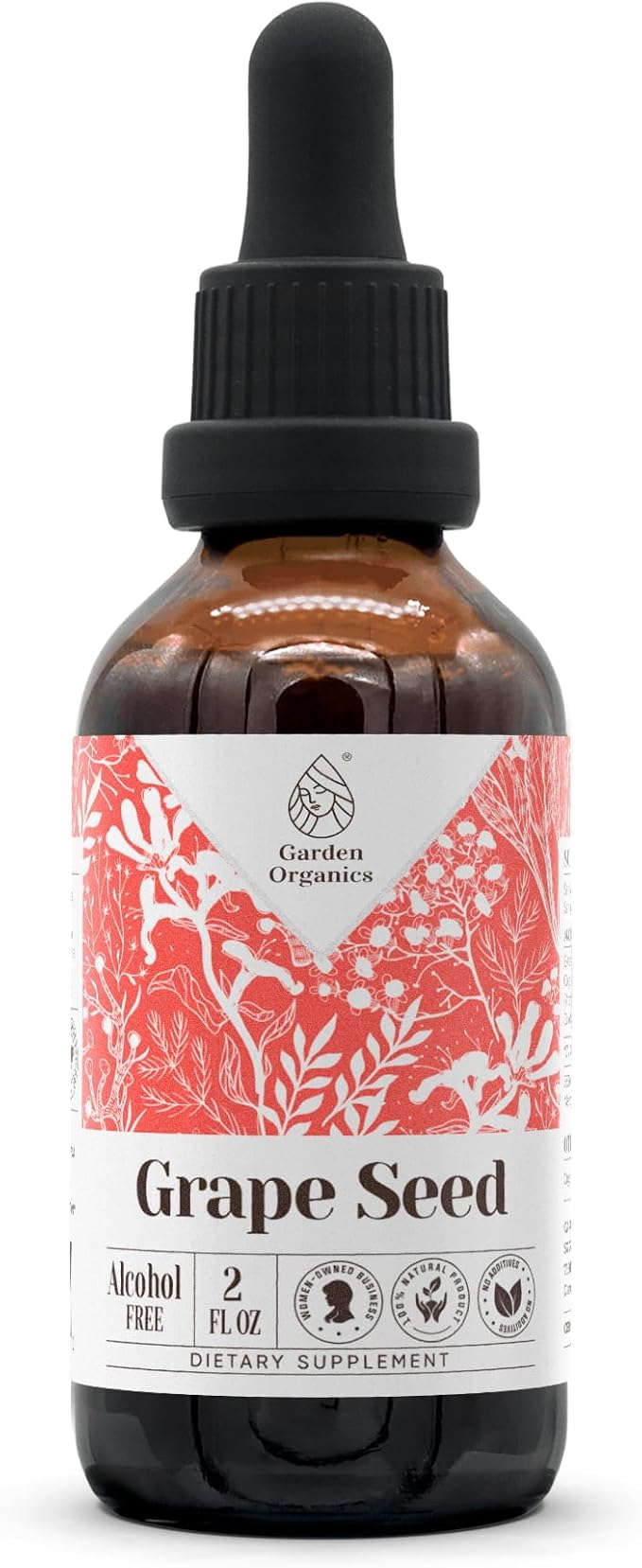 Grape Seed Alcohol-Free Natural Tincture Extract Immune System Booster Liquid Drops Made from 100% Grape (Vitis vinifera) Dried Seed (2 fl oz)