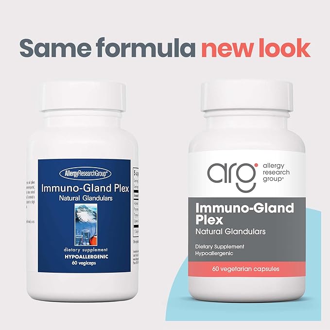 Allergy Research Group ARG Immuno-Gland Plex - Multi-Organ Glandular Blend - Immune Health &amp Vitality Support - Freeze-Dried Vegetarian Capsules - Hypoallergenic Formula - 60 Servings - 60 Capsule