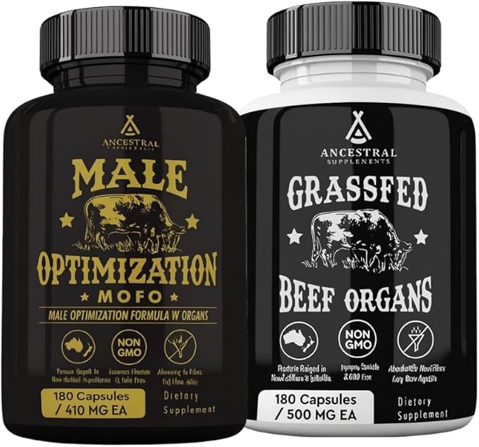 Ancestral Supplements FEM &amp Mofo Bundle – His &amp Hers Grass Fed Organ Supplements – Supports Hormone Balance Energy Vitality &amp Wellness – Pasture Raised Beef Organ Multivitamin for Men &a
