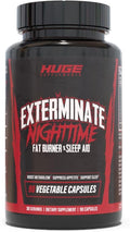 Exterminate Night Time Fat Burner &amp Sleep Support - Boost Metabolism Reduce Cravings &amp Burn More Calories - 10 Proven Ingredients Forskolin 5-HTP Saffron Paradoxine &amp Melatonin (100% S