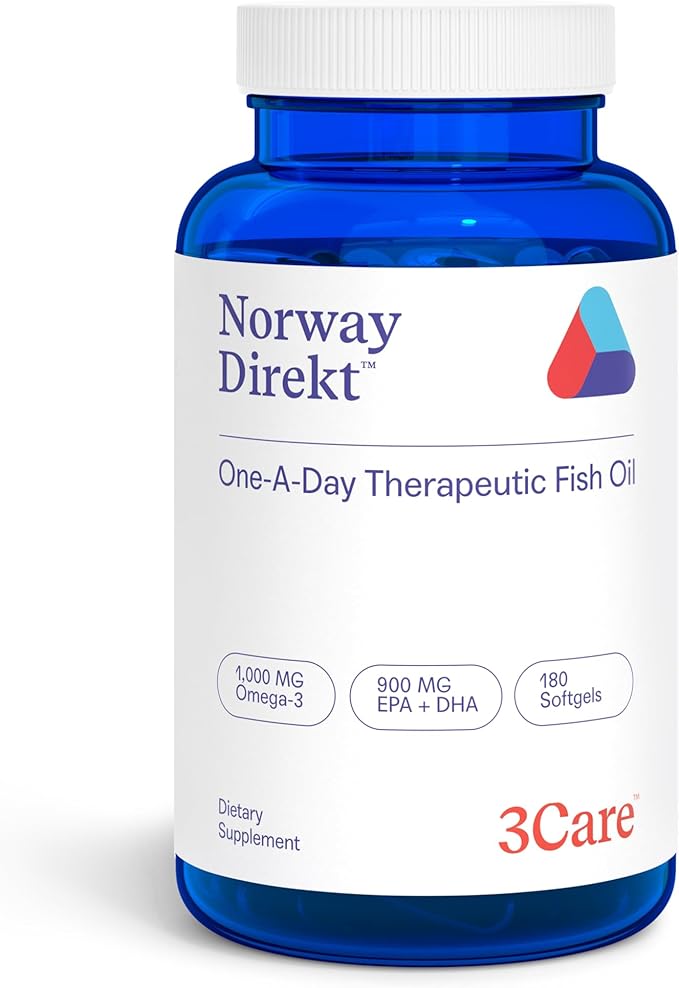 Norway Direkt Omega-3 Fish Oil 2000mg of Omega-3 per 2 softgel| 1060mg EPA 740mg DHA (2 Soft-Gel Serving) Pharmaceutical Grade (180 Softgels)
