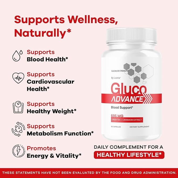 (2 Pack) Gluco Advance Capsules - Official GlucoAdvanced Premium Advanced Formula Pills - Maximum Strength All Natural Health Formula Pills for Overall Health &amp Wellness 120 Capsules for 2 Month