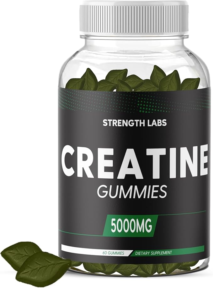 Sugar Free Creatine 5g for Men &amp Women - Chewable Creatine Monohydrate Gummies Build Size with L-Theanine &amp Vitamin B12 5000mg Bodybuilding Builder Strength Muscle - Pre-Workout Growth