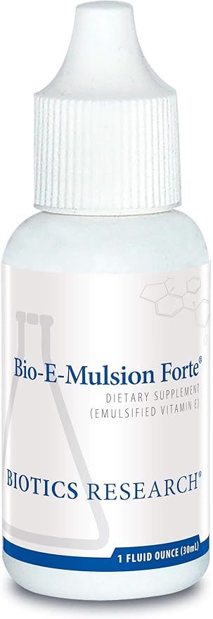 Biotics Research Bio E Mulsion Forte 1 Fluid Ounces 30 ml Vitamin E 30 IU / 5 Drops Emulsified Supports Cell Function Potent Antioxidant Supports Immune Function Heart Health 1 Fluid Ounces